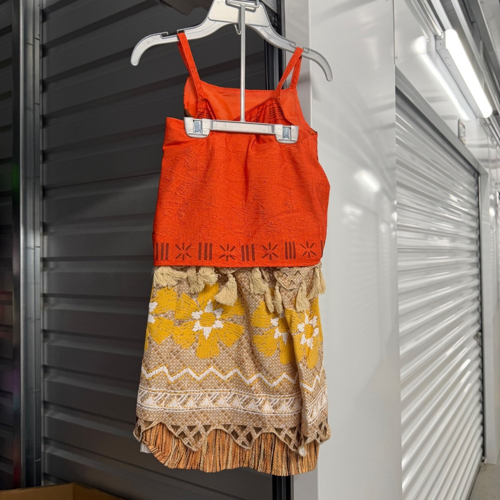 Disney Moana Costume Kids Size 7/8 Orange Two Piece Skirt Set Dress Up - Picture 3 of 3